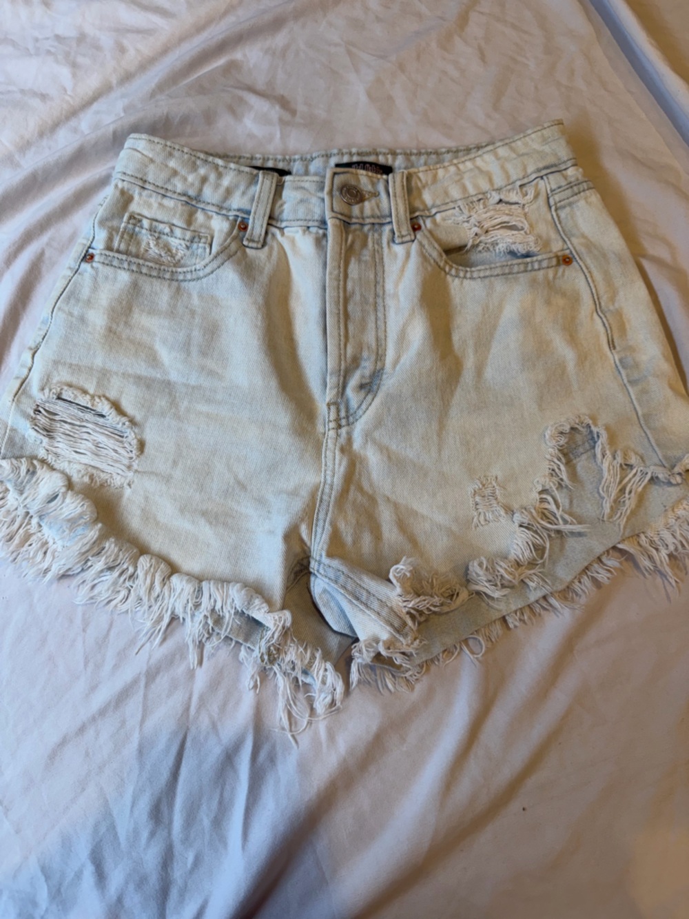 wild fable Light Blue Cropped Denim Jacket with Frayed Hem
